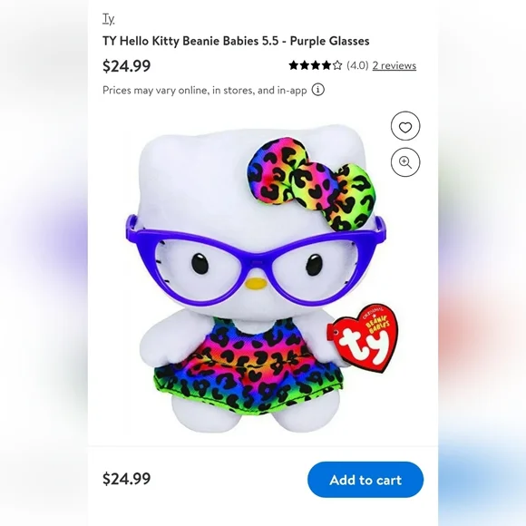 5.5" Hello Kitty TY Plush w Rainbow Leopard Print 2017 - Picture 6 of 6